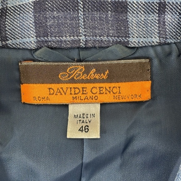 Davide Cenci Blazer Women's 10 Blue Plaid Jacket Button Collar Office Business - Picture 12 of 15